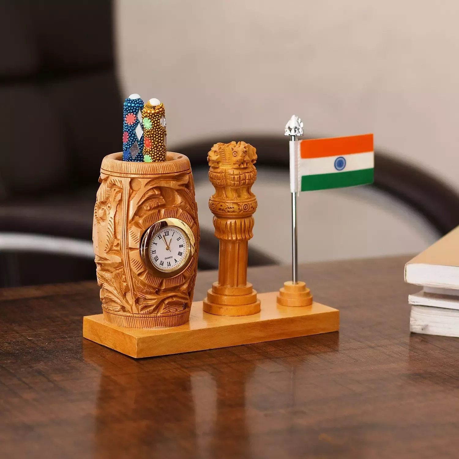 Pen stand with flag